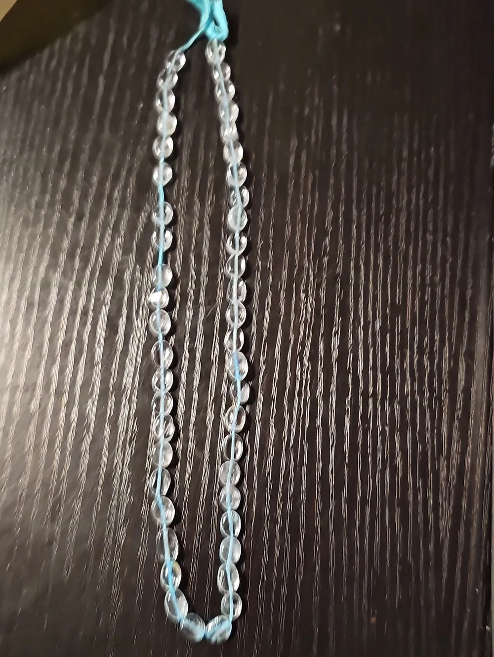 Vintage Blue Topaz Oval Gemstone Bead Strand Jewelry Making Estate 1973